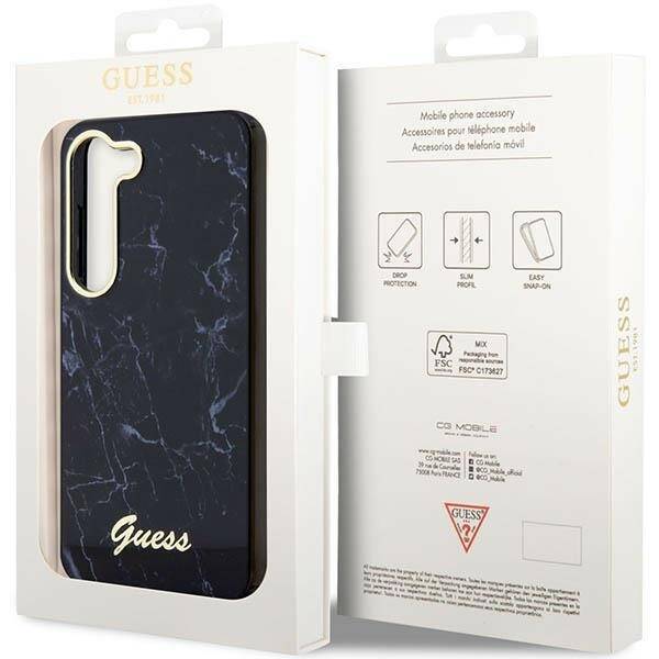 GUESS GUHCS23MPCUMAK S23 +S916 CZARNY/BLACK HARDCASE MARBLE