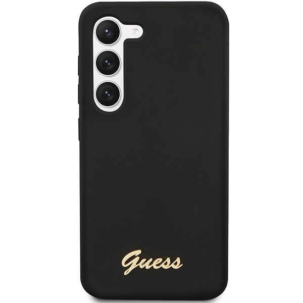 GUESS GUHCS23MSLSMK S23+ S916 CZARNY/BLACK HARDCASE SILICONE VINTAGE GOLD LOGO