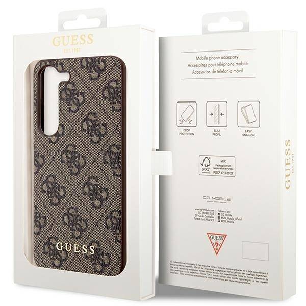 GUESS GUHCS23SG4GFBR S23 S911 BRĄZOWY/BROWN HARD CASE 4G METAL GOLD LOGO