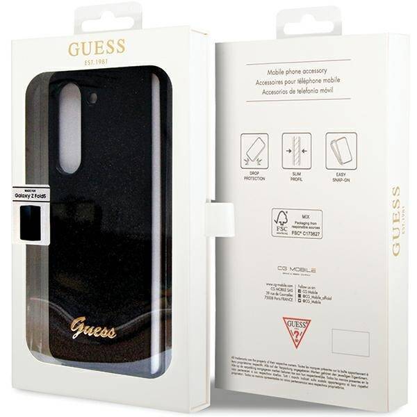 GUESS GUHCZFD5HGGSHK F946 Z FOLD5 CZARNY/BLACK HARDCASE GLITTER SCRIPT