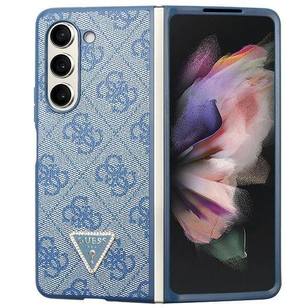 GUESS GUHCZFD5P4TDPB F946 Z FOLD5 NIEBIESKI/BLUE HARDCASE LEATHER 4G TRIANGLE STRASS