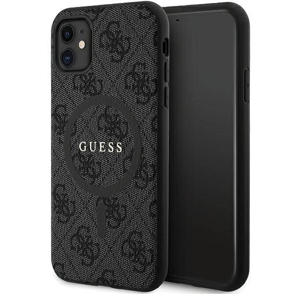 GUESS GUHMN61G4GFRK IPHONE 11 6.1" / XR CZARNY/BLACK HARDCASE 4G COLLECTION LEATHER METAL LOGO MAGSAFE