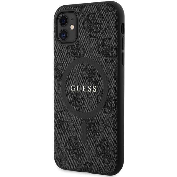 GUESS GUHMN61G4GFRK IPHONE 11 6.1" / XR CZARNY/BLACK HARDCASE 4G COLLECTION LEATHER METAL LOGO MAGSAFE