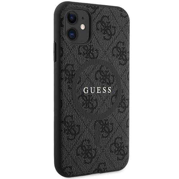 GUESS GUHMN61G4GFRK IPHONE 11 6.1" / XR CZARNY/BLACK HARDCASE 4G COLLECTION LEATHER METAL LOGO MAGSAFE