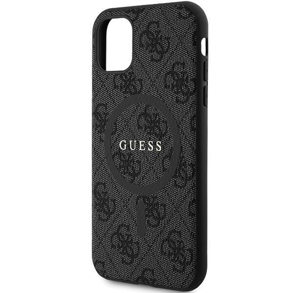 GUESS GUHMN61G4GFRK IPHONE 11 6.1" / XR CZARNY/BLACK HARDCASE 4G COLLECTION LEATHER METAL LOGO MAGSAFE