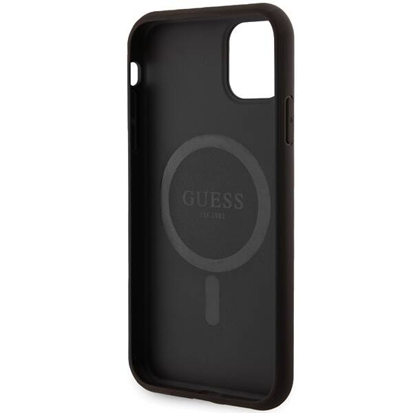 GUESS GUHMN61G4GFRK IPHONE 11 6.1" / XR CZARNY/BLACK HARDCASE 4G COLLECTION LEATHER METAL LOGO MAGSAFE