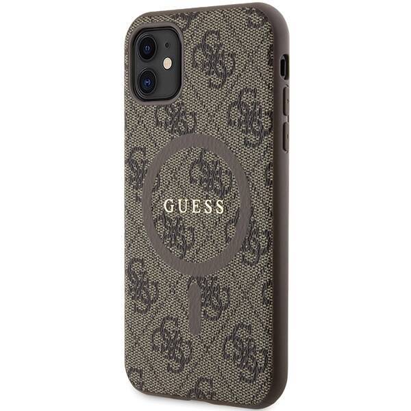 GUESS GUHMN61G4GFRW IPHONE 11 6.1" / XR BRĄZOWY/BROWN HARDCASE 4G COLLECTION LEATHER METAL LOGO MAGSAFE