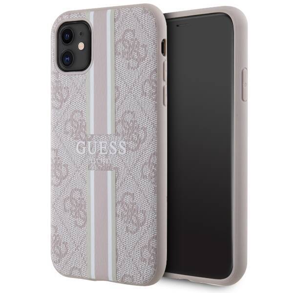 GUESS GUHMN61P4RPSP IPHONE 11 / XR RÓŻOWY/PINK HARDCASE 4G PRINTED STRIPES MAGSAFE