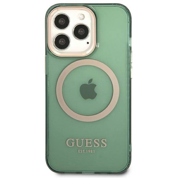 GUESS GUHMP13LHTCMA IPHONE 13 PRO / 13 6,1" ZIELONY/KHAKI HARD CASE GOLD OUTLINE TRANSLUCENT MAGSAFE