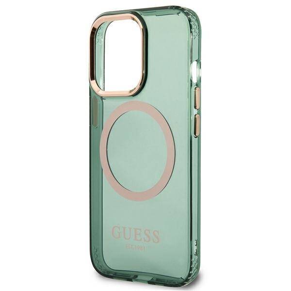 GUESS GUHMP13LHTCMA IPHONE 13 PRO / 13 6,1" ZIELONY/KHAKI HARD CASE GOLD OUTLINE TRANSLUCENT MAGSAFE