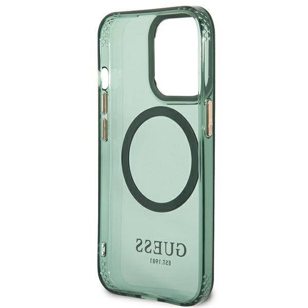 GUESS GUHMP13LHTCMA IPHONE 13 PRO / 13 6,1" ZIELONY/KHAKI HARD CASE GOLD OUTLINE TRANSLUCENT MAGSAFE