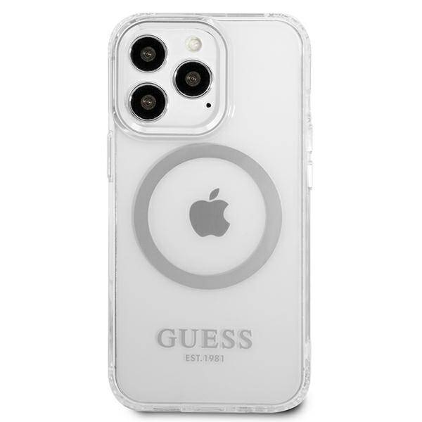 GUESS GUHMP13LHTRMS IPHONE 13 PRO / 13 6,1" SREBRNY/SILVER HARD CASE METAL OUTLINE MAGSAFE