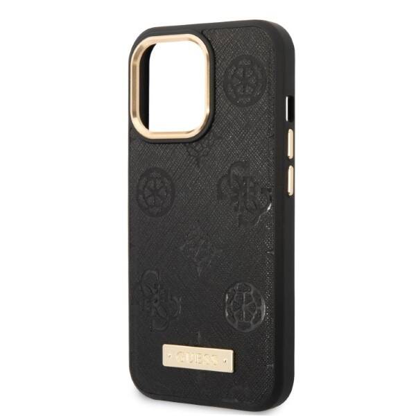 GUESS GUHMP13LSAPSTK IPHONE 13 PRO / 13 6,1" CZARNY/BLACK HARDCASE PEONY LOGO PLATE MAGSAFE