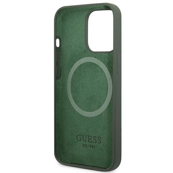 GUESS GUHMP13LSPLA IPHONE 13 PRO / 13 6,1" ZIELONY/KHAKI HARD CASE SILICONE LOGO PLATE MAGSAFE