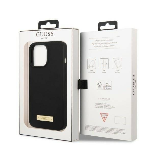 GUESS GUHMP13LSPLK IPHONE 13 PRO / 13 6,1" CZARNY/BLACK HARD CASE SILICONE LOGO PLATE MAGSAFE