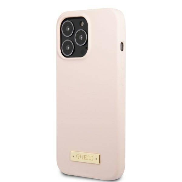 GUESS GUHMP13LSPLP IPHONE 13 PRO / 13 6,1" RÓŻOWY/PINK HARD CASE SILICONE LOGO PLATE MAGSAFE