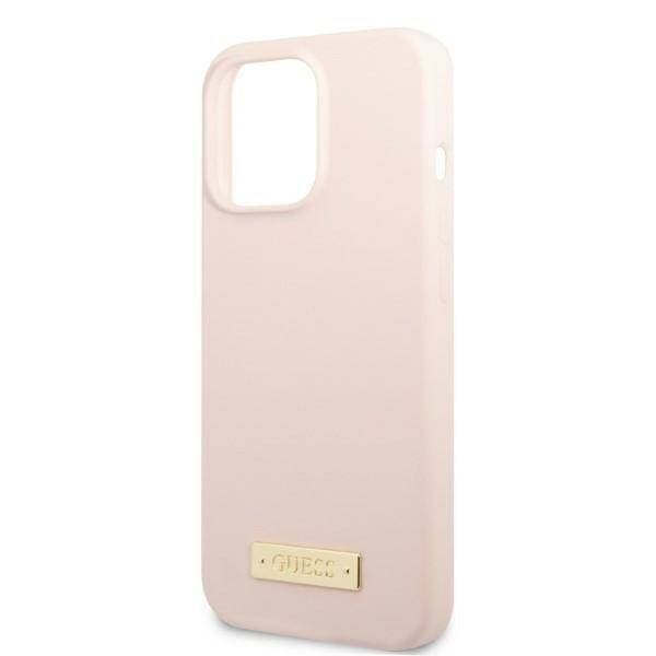 GUESS GUHMP13LSPLP IPHONE 13 PRO / 13 6,1" RÓŻOWY/PINK HARD CASE SILICONE LOGO PLATE MAGSAFE