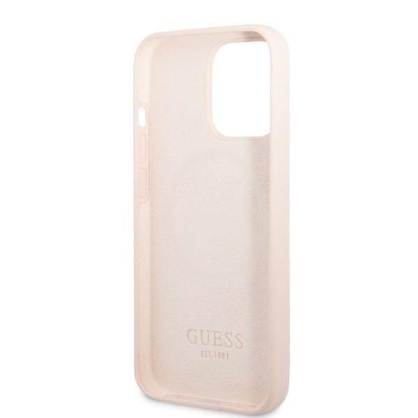 GUESS GUHMP13LSPLP IPHONE 13 PRO / 13 6,1" RÓŻOWY/PINK HARD CASE SILICONE LOGO PLATE MAGSAFE