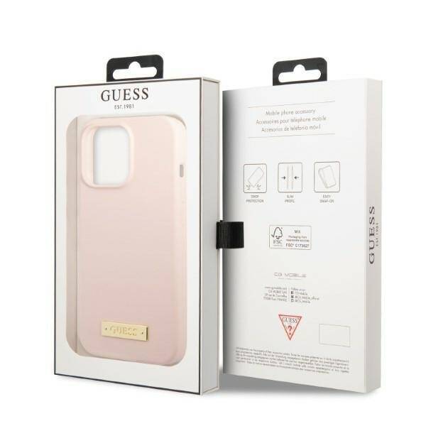 GUESS GUHMP13LSPLP IPHONE 13 PRO / 13 6,1" RÓŻOWY/PINK HARD CASE SILICONE LOGO PLATE MAGSAFE