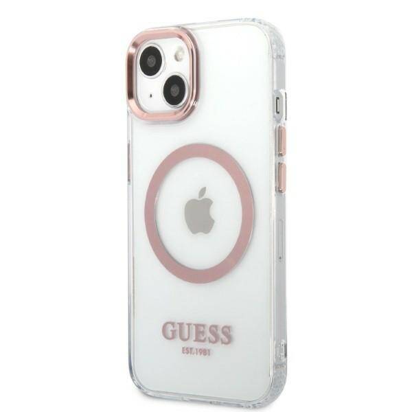 GUESS GUHMP13MHTRMP IPHONE 13 / 14 / 15 6.1" RÓŻOWY/PINK HARD CASE METAL OUTLINE MAGSAFE