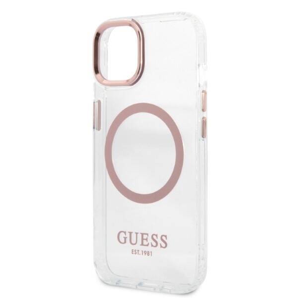 GUESS GUHMP13MHTRMP IPHONE 13 / 14 / 15 6.1" RÓŻOWY/PINK HARD CASE METAL OUTLINE MAGSAFE