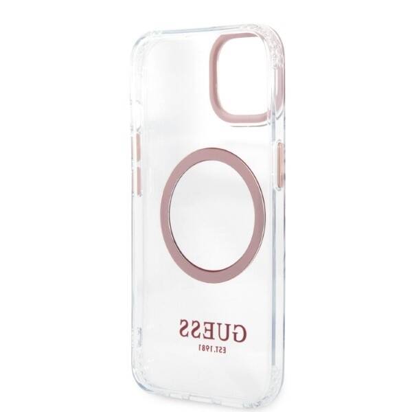 GUESS GUHMP13MHTRMP IPHONE 13 / 14 / 15 6.1" RÓŻOWY/PINK HARD CASE METAL OUTLINE MAGSAFE