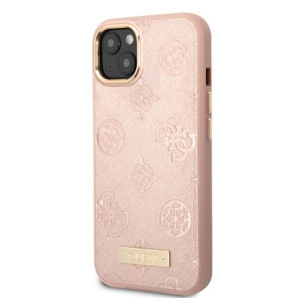 GUESS GUHMP13MSAPSTP IPHONE 13 / 14 / 15 6.1" RÓŻOWY/PINK HARDCASE PEONY LOGO PLATE MAGSAFE