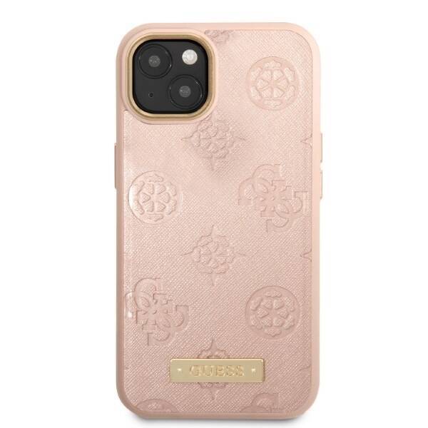 GUESS GUHMP13MSAPSTP IPHONE 13 / 14 / 15 6.1" RÓŻOWY/PINK HARDCASE PEONY LOGO PLATE MAGSAFE