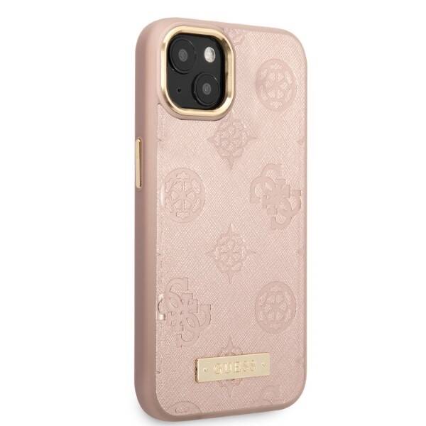 GUESS GUHMP13MSAPSTP IPHONE 13 / 14 / 15 6.1" RÓŻOWY/PINK HARDCASE PEONY LOGO PLATE MAGSAFE