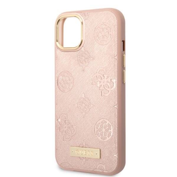 GUESS GUHMP13MSAPSTP IPHONE 13 / 14 / 15 6.1" RÓŻOWY/PINK HARDCASE PEONY LOGO PLATE MAGSAFE