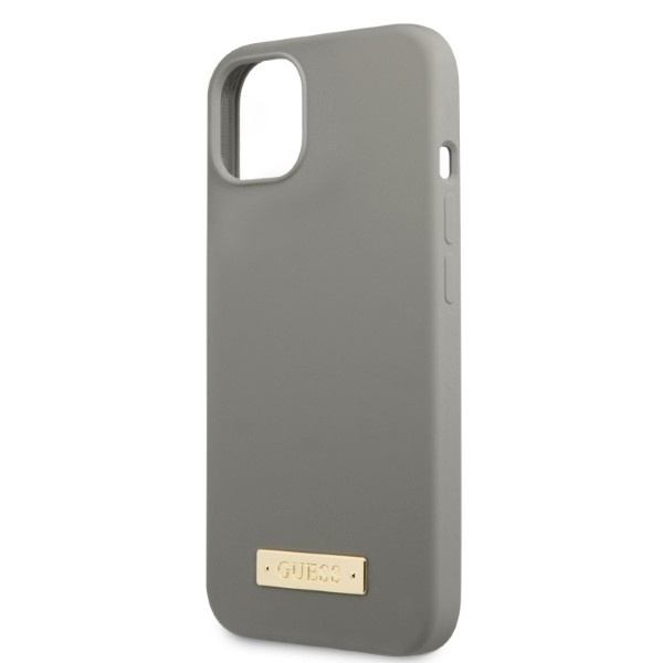 GUESS GUHMP13MSPLG IPHONE 13 / 14 / 15 6.1" SZARY/GREY HARD CASE SILICONE LOGO PLATE MAGSAFE