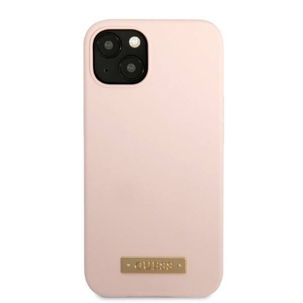 GUESS GUHMP13SSBPLP IPHONE 13 MINI 5,4" RÓŻOWY/PINK HARD CASE SILICONE LOGO PLATE MAGSAFE