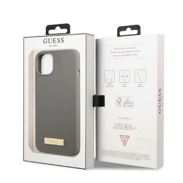 GUESS GUHMP13SSPLG IPHONE 13 MINI 5,4" SZARY/GREY HARD CASE SILICONE LOGO PLATE MAGSAFE