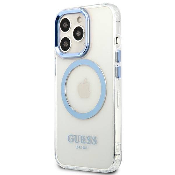 GUESS GUHMP13XHTRMB IPHONE 13 PRO MAX 6,7" NIEBIESKI/BLUE HARD CASE METAL OUTLINE MAGSAFE