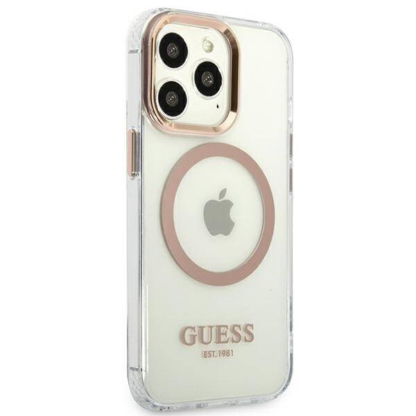 GUESS GUHMP13XHTRMD IPHONE 13 PRO MAX 6,7" ZŁOTY/GOLD HARD CASE METAL OUTLINE MAGSAFE