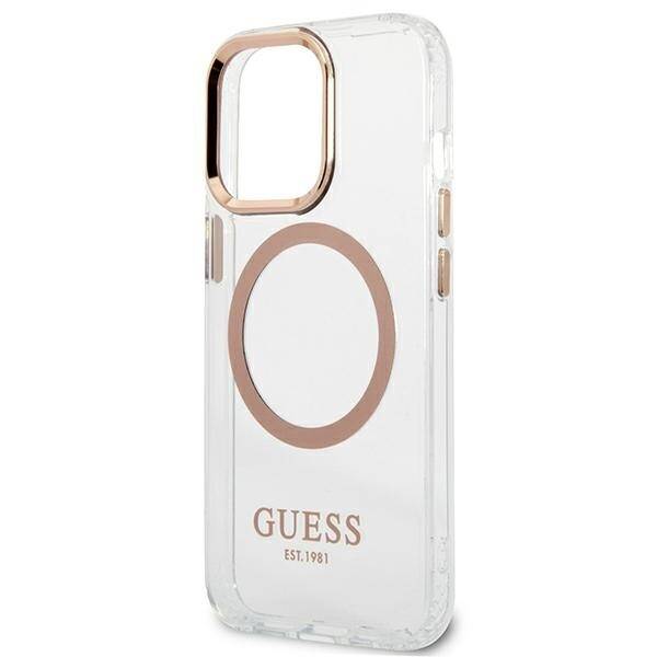 GUESS GUHMP13XHTRMD IPHONE 13 PRO MAX 6,7" ZŁOTY/GOLD HARD CASE METAL OUTLINE MAGSAFE