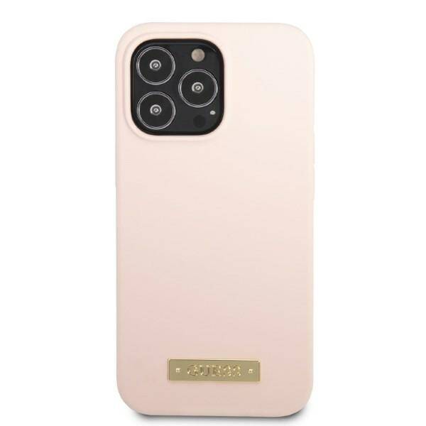 GUESS GUHMP13XSPLP IPHONE 13 PRO MAX 6,7" RÓŻOWY/PINK HARD CASE SILICONE LOGO PLATE MAGSAFE