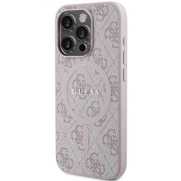 GUESS GUHMP14LG4GFRP IPHONE 14 PRO 6.1" RÓŻOWY/PINK HARDCASE 4G COLLECTION LEATHER METAL LOGO MAGSAFE