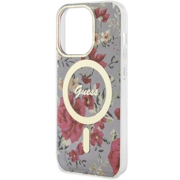 GUESS GUHMP14LHCFWSA IPHONE 14 PRO 6.1" ZIELONY/KHAKI HARDCASE FLOWER MAGSAFE