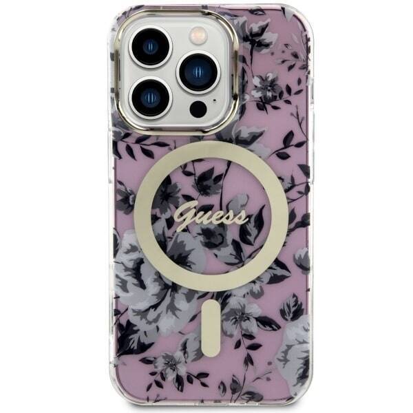 GUESS GUHMP14LHCFWSP IPHONE 14 PRO 6.1" RÓŻOWY/PINK HARDCASE FLOWER MAGSAFE