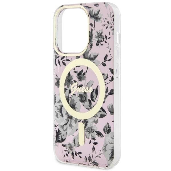 GUESS GUHMP14LHCFWSP IPHONE 14 PRO 6.1" RÓŻOWY/PINK HARDCASE FLOWER MAGSAFE