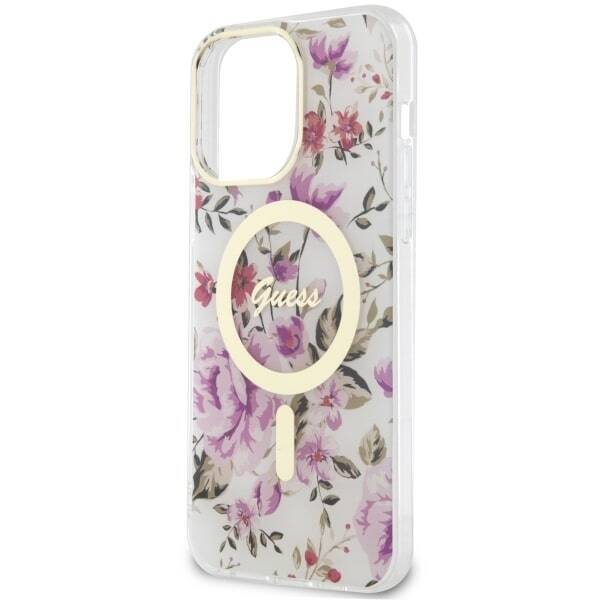 GUESS GUHMP14LHCFWST IPHONE 14 PRO 6.1" TRANSPARENT HARDCASE FLOWER MAGSAFE