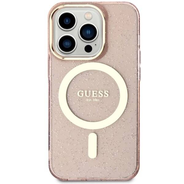 GUESS GUHMP14LHCMCGP IPHONE 14 PRO 6.1" RÓŻOWY/PINK HARDCASE GLITTER GOLD MAGSAFE