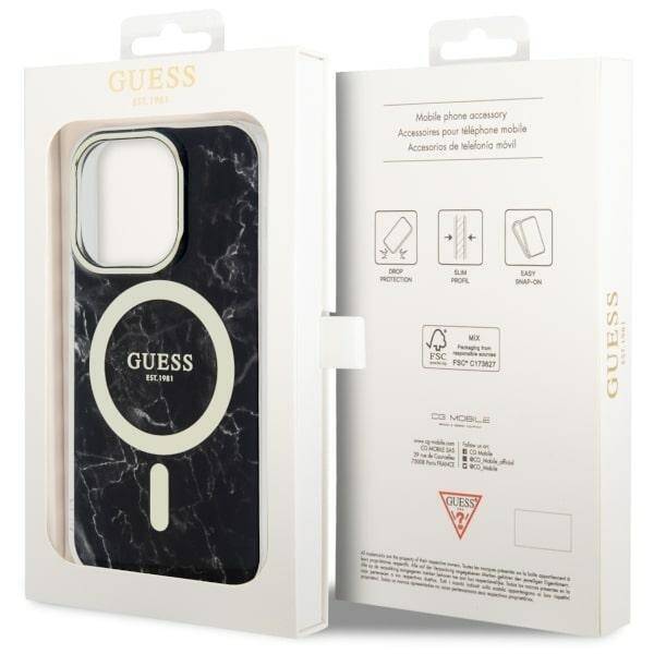 GUESS GUHMP14LPCUMAK IPHONE 14 PRO 6.1" CZARNY/BLACK HARDCASE MARBLE MAGSAFE