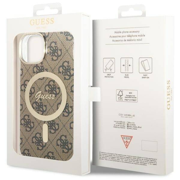 GUESS GUHMP14MH4STW IPHONE 14 PLUS / 15 PLUS 6.7" BRĄZOWY/BROWN HARDCASE 4G MAGSAFE