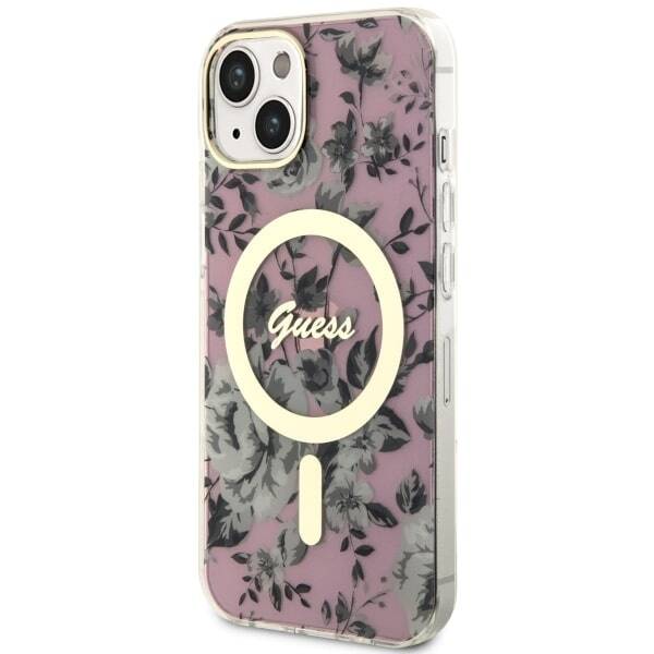 GUESS GUHMP14MHCFWSP IPHONE 14 PLUS / / 15 PLUS 6.7" RÓŻOWY/PINK HARDCASE FLOWER MAGSAFE