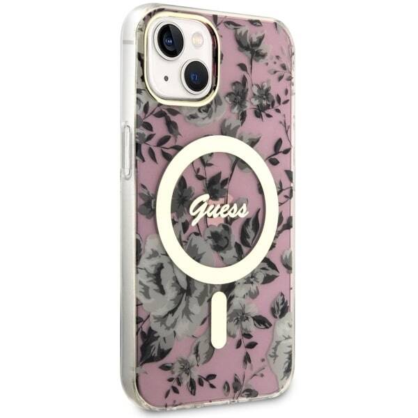 GUESS GUHMP14MHCFWSP IPHONE 14 PLUS / / 15 PLUS 6.7" RÓŻOWY/PINK HARDCASE FLOWER MAGSAFE