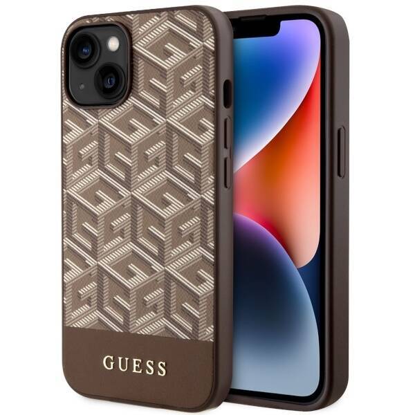 GUESS GUHMP14MHGCFSEW IPHONE 14 PLUS / 15 PLUS 6.7" BRĄZOWY/BROWN HARD CASE GCUBE STRIPES MAGSAFE