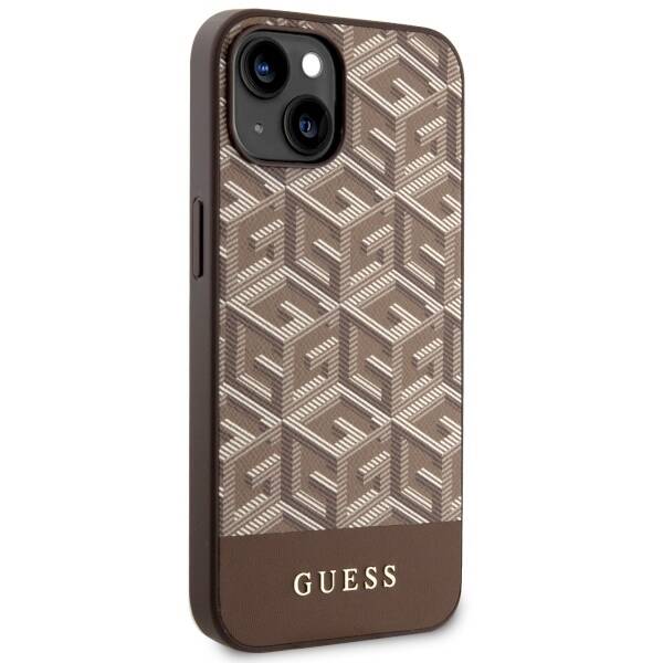 GUESS GUHMP14MHGCFSEW IPHONE 14 PLUS / 15 PLUS 6.7" BRĄZOWY/BROWN HARD CASE GCUBE STRIPES MAGSAFE