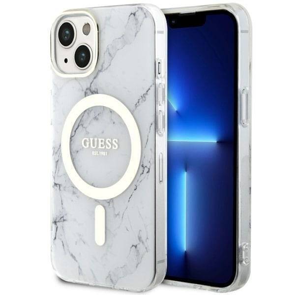 GUESS GUHMP14MPCUMAH IPHONE 14 PLUS / 15 PLUS 6.7" BIAŁY/WHITE HARDCASE MARBLE MAGSAFE